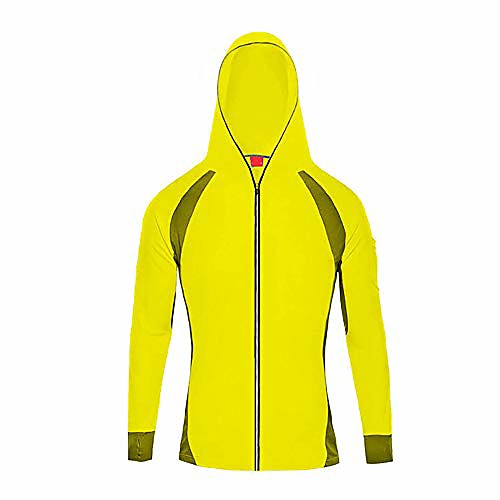 

men's fishing shirts-bamboo fiber long sleeve uv sunscreen coat cloth quick drying with hood #1214 yellow-s(asia l)