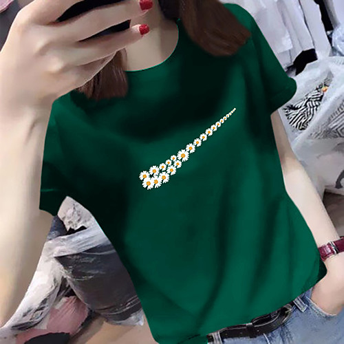 

Women's Tee / T-shirt Pure Color Crew Neck Spandex Flower Sport Athleisure Top Short Sleeves Breathable Soft Comfortable Everyday Use Casual Daily Outdoor