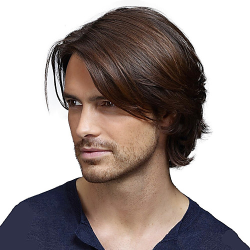 

Synthetic Wig Natural Straight Short Bob Wig Short Black / Brown Synthetic Hair Men's Party Fashion Comfy Black Brown