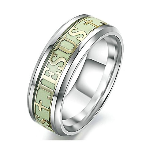 

luminous christians jesus cross ring glowing titanium fluorescent ring ornaments gift for men women ring