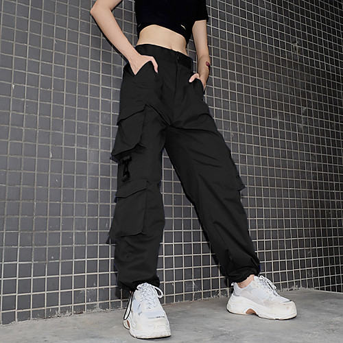 

Women's Streetwear Chino Comfort Casual Weekend Tactical Cargo Pants Plain Full Length Pocket Black Red Army Green