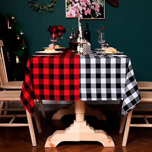 

Table Linens Cotton Dust-Proof Country Lattice Tabel cover Table decorations for Daily Wear rectangule 6060/9090/100140/140140/140160/140180/140200/140220/140250/140260/140300 cm Black