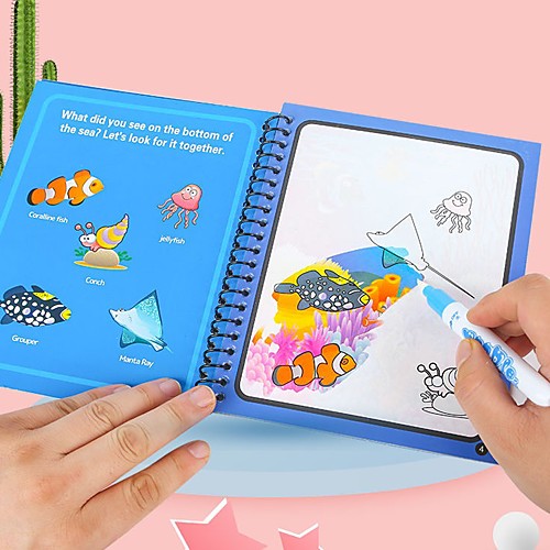 

4pcs Magic Water Drawing Book Coloring Book Magic Pen Painting Drawing Board for Kids Toys Birthday Gift Repeated Resuable Graffiti
