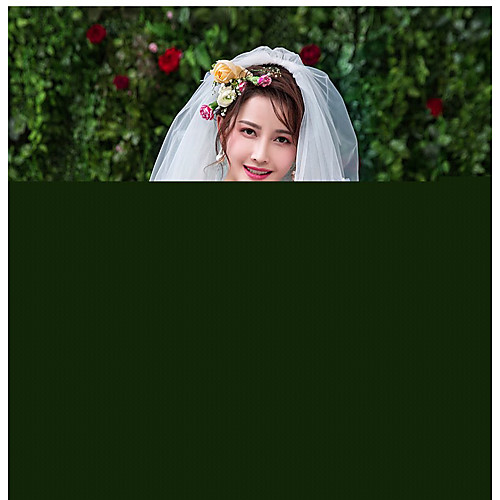 

Two-tier Cute Wedding Veil Shoulder Veils with Trim Tulle