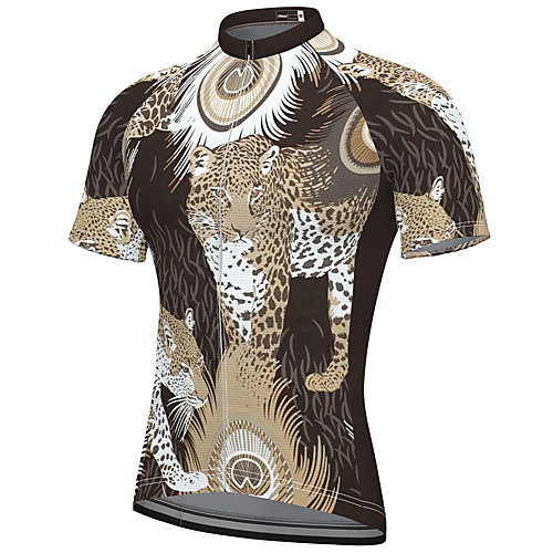

21Grams Men's Short Sleeve Cycling Jersey Spandex Brown Leopard Bike Top Mountain Bike MTB Road Bike Cycling Breathable Quick Dry Sports Clothing Apparel / Athleisure
