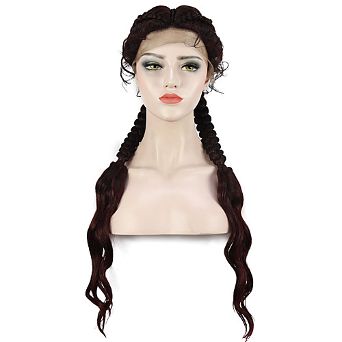 

Pre-plucked glueless Hand Braided Swiss Lace Front Straight Dutch CORNROW Braided Wigs with Baby Hair for Women Heat Resistant Synthetic Hair Wig 28 Inch