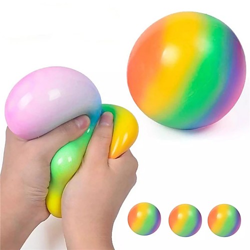

2 Pack Rainbow Stress Relief Toy Sticky Ball - Anti Stress Squishy Sensory Balls Elastic Fidget Squeeze Balls, Non-Toxic for Adults Kids Teens, Tear-Resistant, Fun Toy for ADHD, OCD, Anxiety
