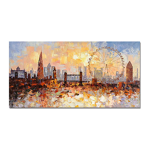 

Oil Painting Hand Painted Abstract Landscape by Knife Canvas Painting Comtemporary Simple Modern Stretched Canvas Ready to Hang