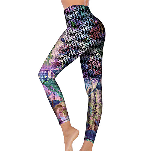 

21Grams Women's High Waist Yoga Pants Cropped Leggings Tummy Control Butt Lift Breathable Purple Fitness Gym Workout Running Sports Activewear High Elasticity