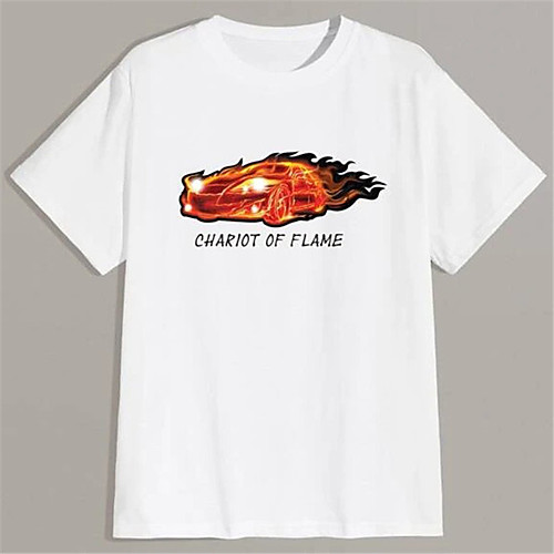 

Men's Unisex T shirt Hot Stamping Graphic Prints Car Mahjong Plus Size Print Short Sleeve Daily Tops 100% Cotton Basic Fashion Classic White