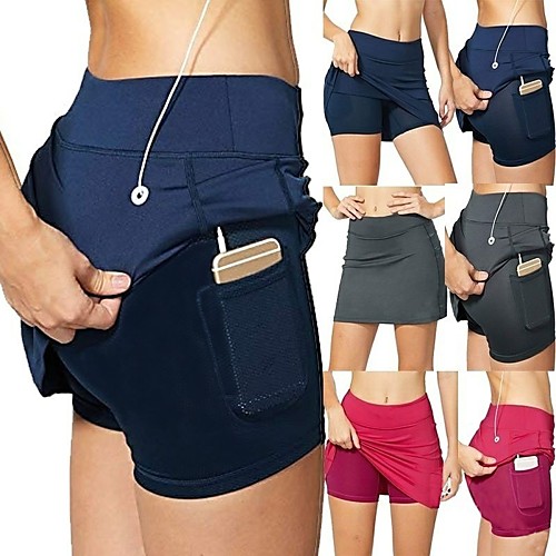 

Women's Athletic Skort Running Skirt Athletic Bottoms 2 in 1 with Phone Pocket Liner Fitness Gym Workout Running Jogging Exercise Breathable Quick Dry Moisture Wicking Sport Solid Colored White Black
