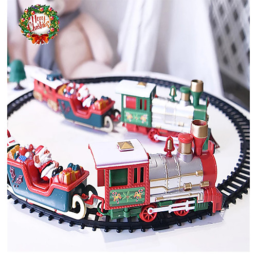 

Christmas Electric Rail Car Train with Lights and Sounds Set for Children Railway Racing Road Transportation Building Toys