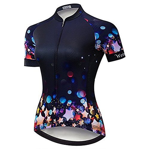 

women's cycling jersey short sleeve shirt ladies mountain bike jersey bicycle clothing quick dry star black size xxxl