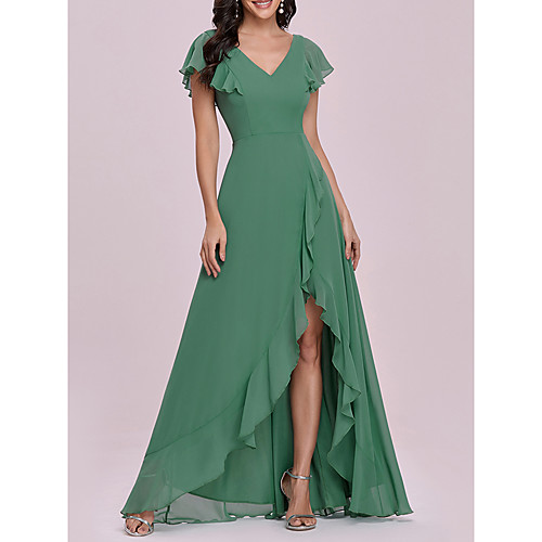

Women's A Line Dress Maxi long Dress Green Short Sleeve Solid Color Spring Summer Elegant Vintage 2021 S M L XL XXL 3XL 4XL
