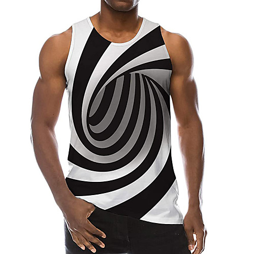 

Men's Tank Top Undershirt 3D Print Optical Illusion 3D Print Sleeveless Daily Tops Casual Beach Black / White