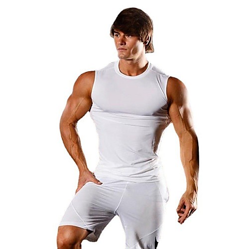 

Men's Sleeveless Running Tank Top Vest / Gilet Breathable Quick Dry Fitness Gym Workout Running Jogging Warm-Up Sportswear Solid Colored Normal White Black Grey Activewear Micro-elastic