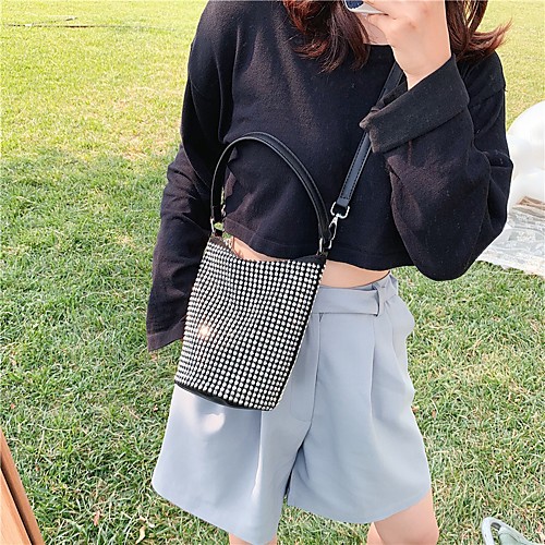 

Women's Bags Polyester Crossbody Bag Sequin Daily Sequins MessengerBag Black Silver Rainbow