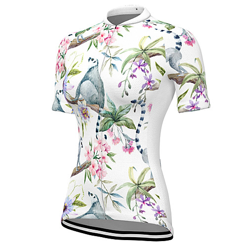 

21Grams Women's Short Sleeve Cycling Jersey Spandex White Floral Botanical Bike Top Mountain Bike MTB Road Bike Cycling Breathable Sports Clothing Apparel / Stretchy / Athleisure