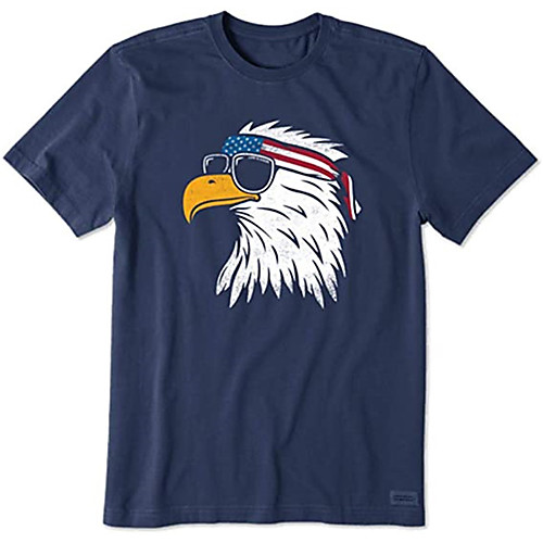 

Men's Unisex Tees T shirt Hot Stamping Graphic Prints Eagle Animal Plus Size Print Short Sleeve Casual Tops 100% Cotton Basic Designer Big and Tall Navy Blue