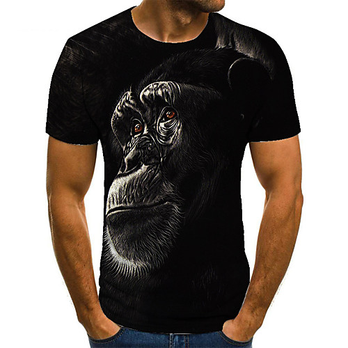 

Men's T shirt 3D Print Animal 3D Print Print Short Sleeve Casual Tops Casual Fashion Black / White