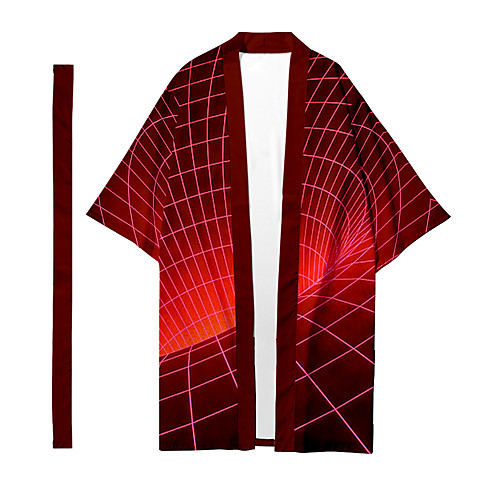 

Men's Shirt 3D Print Optical Illusion 3D Print Long Sleeve Casual Tops Casual Fashion Breathable Comfortable Red