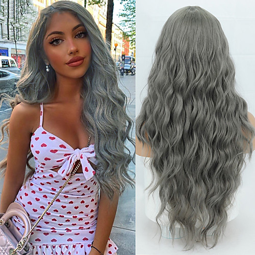 

Synthetic Wig Deep Wave Middle Part Wig Medium Length A1 Synthetic Hair Women's Cosplay Party Fashion Dark Gray
