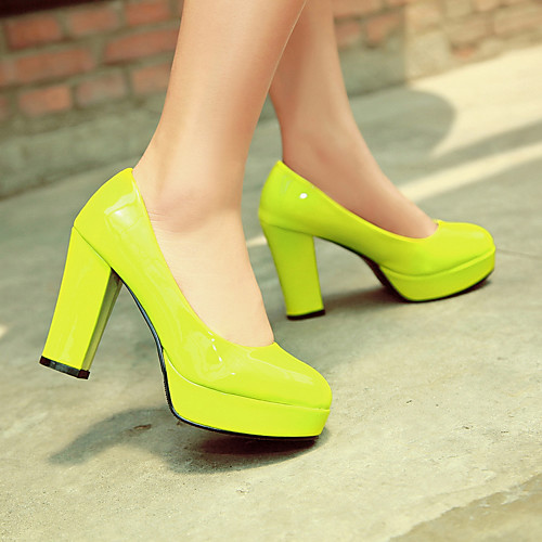 

Women's Heels Chunky Heel Round Toe PU Synthetics Yellow Blue Beige