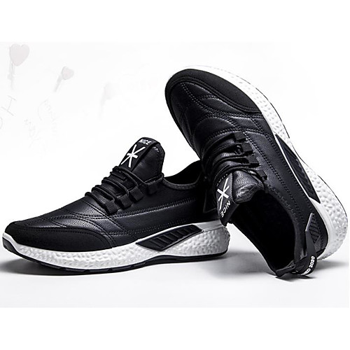 

Men's Trainers Athletic Shoes Sporty Casual Athletic Daily Running Shoes PU Breathable Non-slipping Wear Proof White Red Color Block Fall Spring