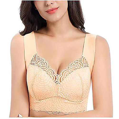 

air ultimate lift stretch full-figure seamless lace cut-out bra, soft seamless sleep bra, sports bra (beige, 42/95cd)