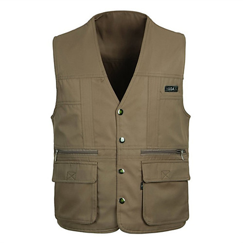 

Men's Hiking Vest / Gilet Fishing Vest Military Tactical Vest Sleeveless Vest / Gilet Jacket Top Outdoor Lightweight Breathable Quick Dry Sweat wicking Spring Summer Cotton Solid Color Black Army