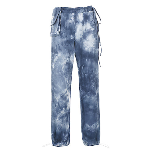 

Women's Stylish Streetwear Comfort Casual Going out Jogger Pants Tie Dye Full Length Blue