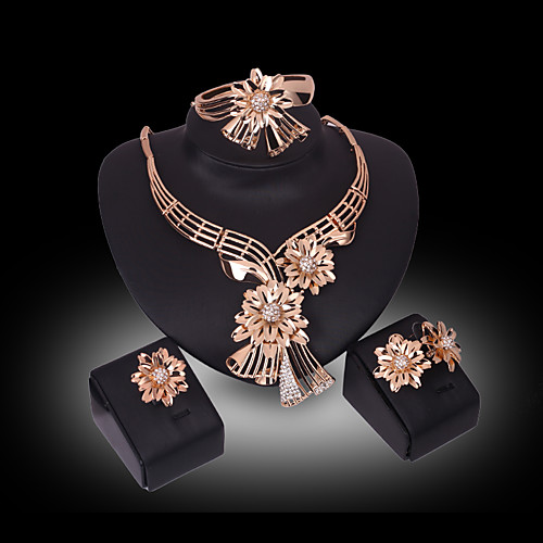 

Women's Jewelry Set Bridal Jewelry Sets 3D Flower Precious Fashion Gold Plated Earrings Jewelry Gold For Christmas Wedding Halloween Party Evening Gift 1 set