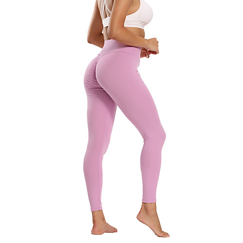 

Women's Running Tights Leggings Tights Butt Lift Solid Color PinkRed Black Red Spandex Yoga Fitness Winter Sports Activewear Stretchy Slim / Athletic