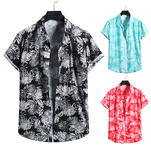 

Men's Shirt 3D Print Graphic Prints Print Short Sleeve Vacation Tops Black Blue Red