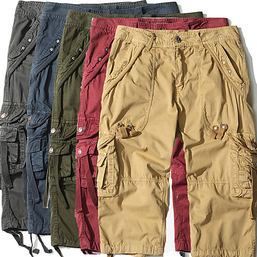 

Men's Hiking Shorts Hiking Cargo Shorts Solid Color Summer Outdoor Comfort Multi-Pockets Breathable Wear Resistance Cotton Shorts Dark Grey Army Green Burgundy Grey Khaki Hunting Fishing Climbing 29