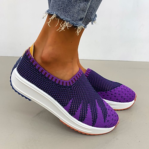 

Women's Sneakers Cuban Heel Round Toe Booties Ankle Boots Mesh Imitation Pearl Color Block Black Purple Yellow