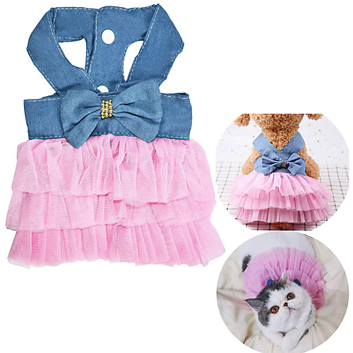 

Cat Dog Dress Tuxedo Puppy Clothes Princess Cowboy Casual / Daily Wedding Party Dog Clothes Puppy Clothes Dog Outfits White Pink Costume for Girl and Boy Dog Chiffon Denim XS S M L XL XXL