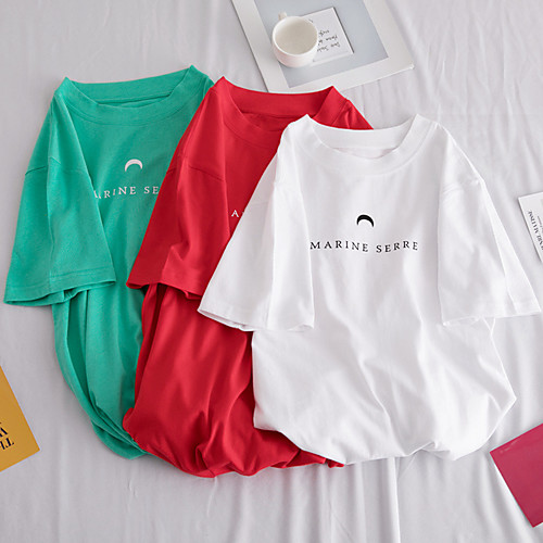 

Women's Tee / T-shirt Pure Color Crew Neck Letter Printed Sport Athleisure Top Short Sleeves Breathable Soft Comfortable Everyday Use Casual Daily Outdoor