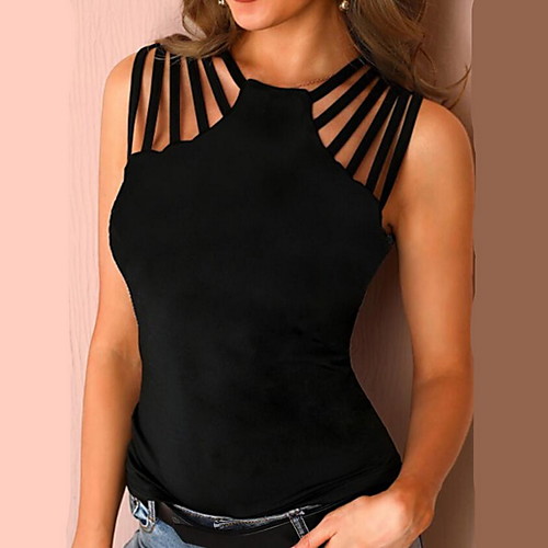 

Women's Camisole Sexy Round Neck Tops Streetwear Basic Top Black Blue Green