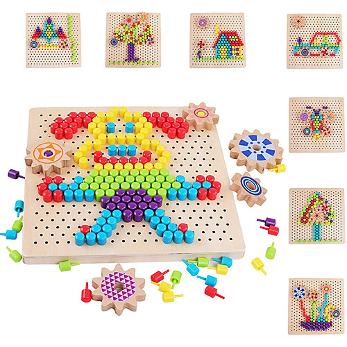 

Motor Toys for Kids 257 pcs Mushroom Nails Shape Pattern Blocks Color Matching Game Wooden Board Peg Mosaic Puzzles Montessori STEM Toys for Boys & Girls Gift for Age 3 4 5 6 7 Years