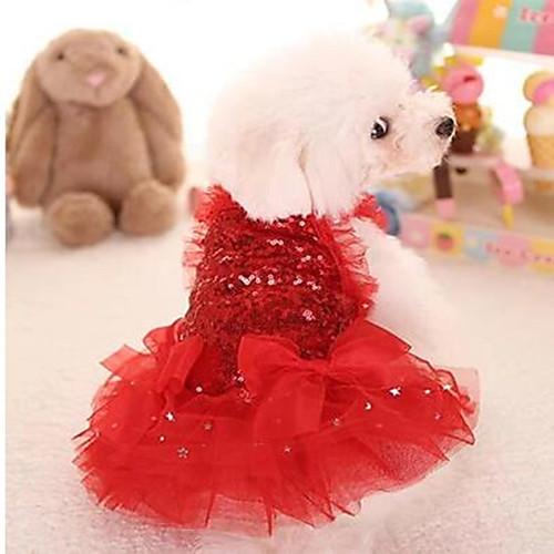 

Dog Cat Dress Adorable Dog Clothes Puppy Clothes Dog Outfits Red Pink Costume for Girl and Boy Dog Polyester S M L