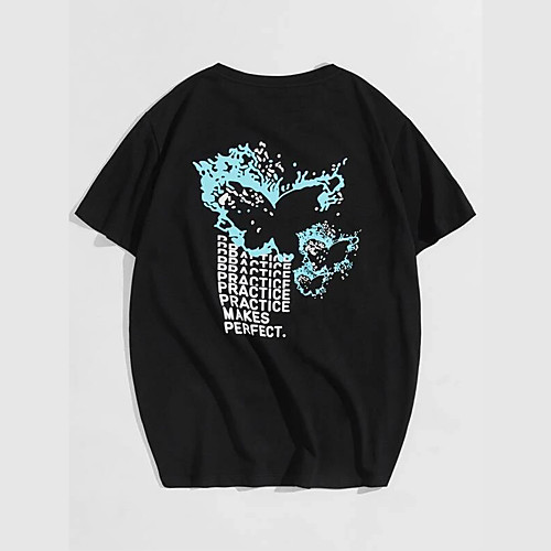 

Men's Unisex T shirt Hot Stamping Butterfly Animal Plus Size Print Short Sleeve Casual Tops 100% Cotton Basic Casual Fashion Black