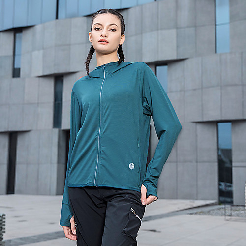 

Women's Long Sleeve Windbreaker Running Skin Jacket Full Zip Coat Top Athletic Athleisure UV Sun Protection Breathable Quick Dry Fitness Gym Workout Running Jogging Sportswear Solid Colored Plus Size