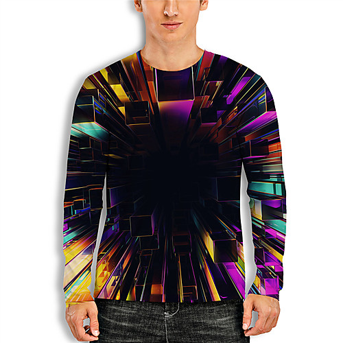 

Men's Tunic 3D Print Graphic 3D Print Long Sleeve Daily Tops Basic Casual Black