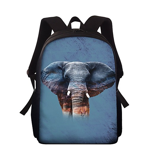 

Unisex Polyester School Bag 3D Large Capacity Zipper Animal School Backpack Black Grey Dark Grey Blue Brown Dark Blue