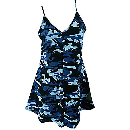 

Women's Strap Dress Short Mini Dress Blue Sleeveless Print Print Summer V Neck Casual Sexy 2021 S M L XL XXL 3XL