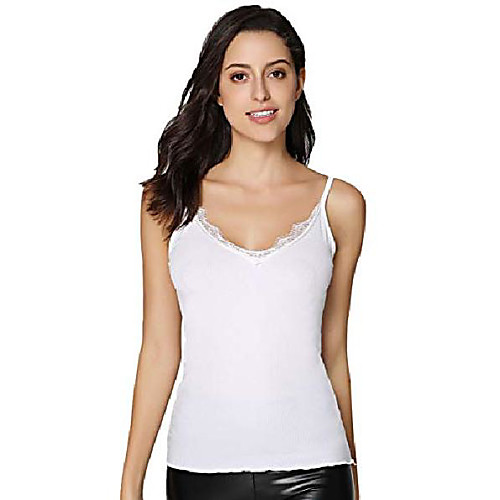 

womens sexy basic solid tank top spaghetti strap lace camisole white small
