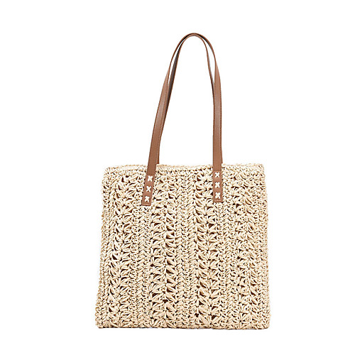 

Women's Bags Top Handle Bag Daily Holiday Straw Bag Khaki Beige