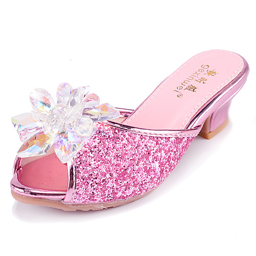 

Girls' Heels Flower Girl Shoes Princess Shoes School Shoes Rubber PU Little Kids(4-7ys) Big Kids(7years ) Daily Party & Evening Walking Shoes Rhinestone Buckle Sequin Pink Silver Fall Spring