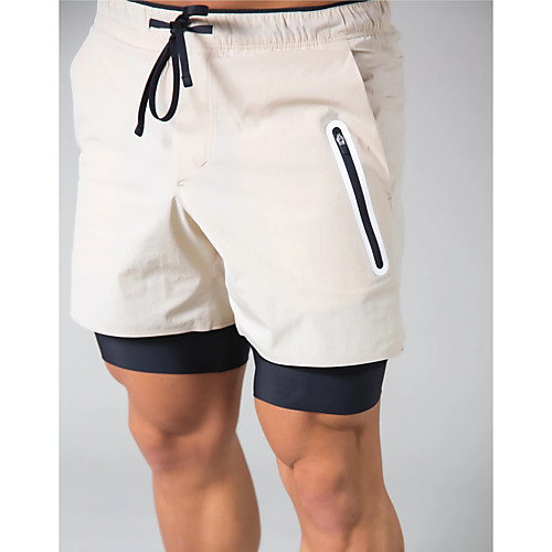 

Men's Running Shorts Casual Shorts Bottoms 2 in 1 Liner Drawstring Cotton Fitness Gym Workout Running Training Breathable Quick Dry Soft Normal Sport Solid Colored White Black Blue / Stretchy